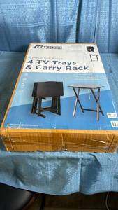 lot 3057 image: Peakform 5pc TV Tray Set Wood Black