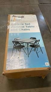 lot 3058 image: Peakform 5pc Folding Table Set Black Vinyl Padded, Space-Saving Storage, No Tools Assembly