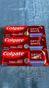 lot 3066 image: Colgate Optic White Advanced Toothpaste 3.2 oz 3-Pack