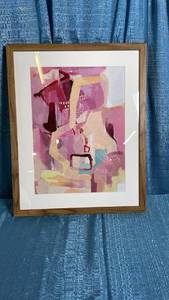 lot 3069 image: 16 x 20 Painterly Collage Framed Under Glass Wall Art Prints - Threshold Modern Abstract Art, Sawtooth Back