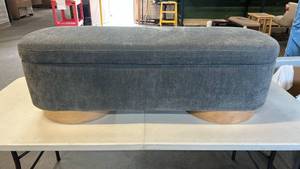 Upholstered Storage Bench with Wood Base and Lid