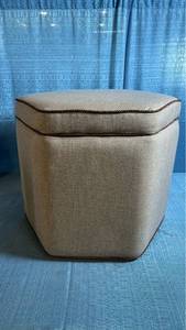 lot 8004 image: Upholstered Storage Ottoman with Rope Trim