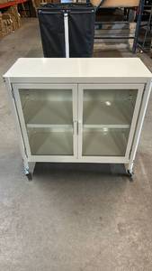 lot 8014 image: Room Essentials 2-Door Cabinet with Glass Doors and Adjustable Shelf