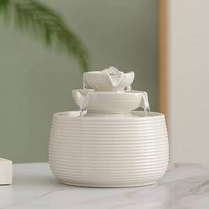 lot 142276 image: Outdoor and Indoor Water Feature Fountain Waterfall Tabletop Desktop mini Ceramic Garden Fountain (White A170)