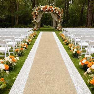 lot 142277 image: 3ft x 50 ft Natural Burlap Wedding Aisle Runner,Outdoor