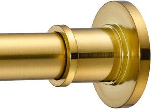 lot 142278 image: BRIOFOX Industrial Shower Curtain Rod - Rustproof Non-Slip 43-72 Inches Tension Curtain Rod for Window or Bathroom, Sunglow Gold