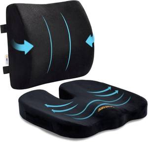lot 142302 image: SAIREIDER Seat Cushion and Lumbar Support Pillow for Office Chair, Memory Foam Car Seat Cushions Back Support Pillows, Help Relieve Pain of Back, Lumbar, Tailbone and Sciatic Nerve (Black)