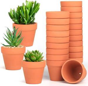 lot 142309 image: Baxrou Terra Cotta Pots 24 Pack 3.15 Inch Mini Clay Pot with Drainage Holes