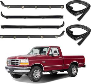 lot 142310 image: ItranMc Front Door Window Weatherstrip Kit,Window Molding Sweep Felt Trim Seal & Run Channel Rubber Seals for 1987-1997 Ford F150 F250 F350 Bronco#E7TZ1521452A E7TZ1521453A F2TZ1521456A F2TZ1521457A