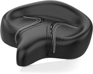 lot 142315 image: BLUEWIND Oversized Bike Seat, Wide Bicycle Saddle Novel Backrest Design for Electric Bike, Universal Fit Exercise Bike or Road Stationary Bike Seat Cushion for Men & Women