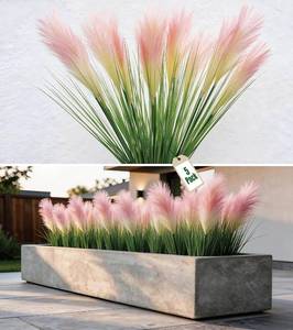 lot 242199 image: 32 Fake Tall Grass 5 Pcs UV Resistant Tall Grass Plant Artificial for Front Porch and Garden & Outdoor Tall Fake Plants for Porch & Front Door & Patio Decor