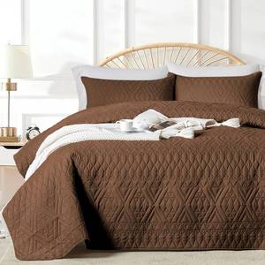 lot 242210 image: akkialla FullQueen Size Quilt Bedding Set,Brown Lightweight Microfiber Soft Bedspread,Modern Style Geoetric Pattern Coverlet Set for All Seasons,3 Piece(1 Quilt,2 Pillow Shams)