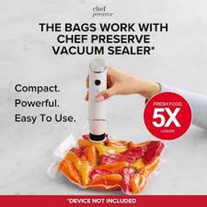 lot 242215 image: Chef Preserve 30-Pack Reusable Vacuum Sealer Bags With Air ...