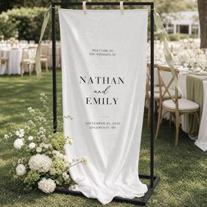 lot 342218 image: Elegant Wedding Welcome Sign Stand - Sturdy Black Metal Easel Holder
