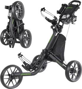 lot 342228 image: Retails for $210 EASEGO Golf Push Cart 3 Wheel  Golf Bag Cart Foldable with Phone HolderCupUmbrella Holder Compact Golf Pull Carts Quick Fold Golf Caddy Push Carts with Large Wheelbase for Different Terrain