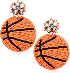 lot 342247 image: Baseball Earrings for Women, Beaded Baseball Basketball Softball Soccer Earrings for Game Day, Sports Fans, Drop Dangle Earring Holiday Party Game Jewelry Gifts