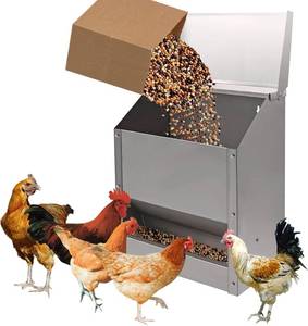 lot 442139 image: Galvanized Steel Chicken Feeders No Waste Poultry Food Dispenser