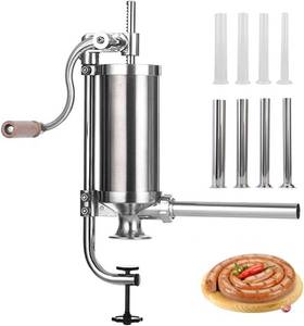 lot 442141 image: Sausage Stuffer, Stainless Steel Homemade Sausage Maker Vertical Meat Filling Kitchen Machine, Packed 8 Stuffing Tubes (2.5LBS VERTICAL)