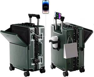 lot 442144 image: Retails for $110 Zipperless Luggage, Polycarbonate Aluminum Hard Shell, Expandable Carry-On Suitcase with Spinner Wheels, Hard Shell Suitcase, 20 Inch Cabin