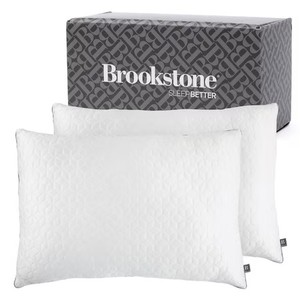 lot 442149 image: Brookstone Cool Sense Down Alternative Pillow 2 Pack - Cold Cooling Pillows for Hot Sleepers - CoolSense Pillows for Sleeping - Stay Cool and Comfortable All Night - White, King Size