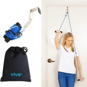 lot 442164 image: Vive Health Shoulder Pulley for Physical Therapy - Rotator Cuff Pain Pulley System - Over Door Rehab Exerciser