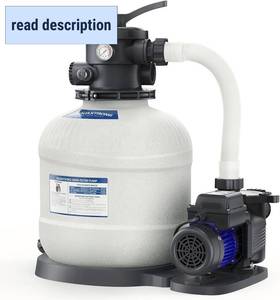 lot 142320 image: Retails for $300 AQUASTRONG 16in Sand Filter Pump for Above Ground Pool with Timer, 34 HP Pool Pumps Above Ground 3800 GPH for Pools up to 16000 GAL, Pool Filter with 6-Way Valve, Improved Circulation and Filtration