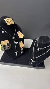 lot 110 image: Jewelry Lot - 3 Necklaces and 4 pairs of Earrings