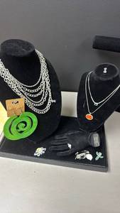 lot 114 image: Jewelry Lot - Necklaces, Earrings, Brooches, Ring and Pendants