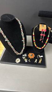 lot 115 image: Jewelry Lot  - Necklaces, Earrings and Brooches