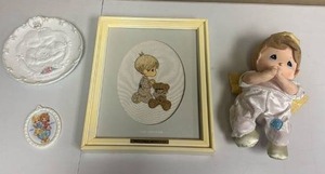 lot 137 image: Precious Moments Collectibles Lot - Doll, Plate and Framed Wall Art