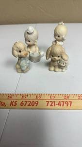 lot 141 image: Figurine Lot 4 Pieces Child and Dog Figures with Accessories