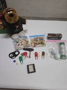 lot 756 image: Golf Divot Tool and Marker Lot with Golf Balls and Accessories