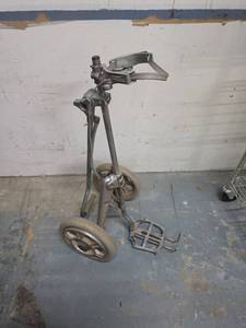 lot 770 image: Ajay Metal Golf Pull Cart - a little tough to pull handle down to put it in folding position