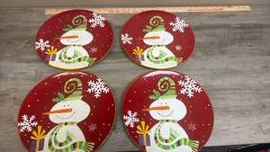 lot 535 image: Pier 1 Imports Jolly Holiday Snowman Plates Set of 4