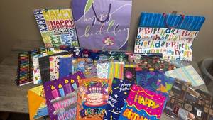 lot 567 image: Birthday Party Supplies Lot - Decorations, Gift Bags, Wrapping Paper