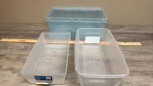 lot 588 image: 3 Plastic Storage Bins no lids