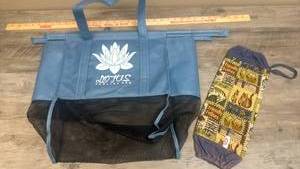 lot 618 image: Lotus Trolley Bag and Cat Print Storage Bag for storing your used grocery bags.