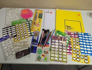 lot 326 image: Craft Supplies Lot - Stickers, Paint, Palette Paper Pad, Paint Brushes
