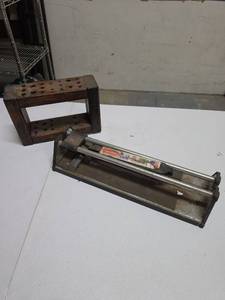 lot 820 image: 13 in Tile Cutter with Wood Tool Holder Stand