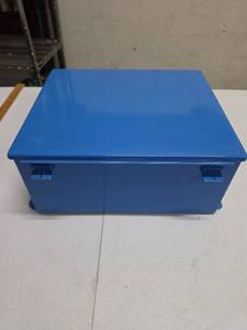 lot 830 image: Blue Metal Hinged Electric Enclosure Junction Cutout Box