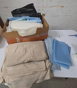 lot 856 image: Lot of Paint Drop Cloths - mostly plastic and one large canvas