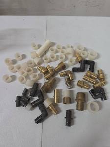 lot 859 image: Plumbing Fitting Lot Brass Barbed Connectors Elbow Adapters Sleeves