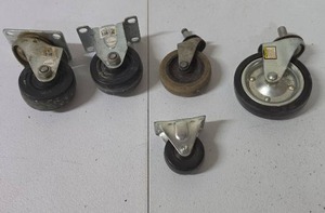 lot 869 image: Lot of 5 Casters -Swivel, Rigid, Locking - Mixed Sizes