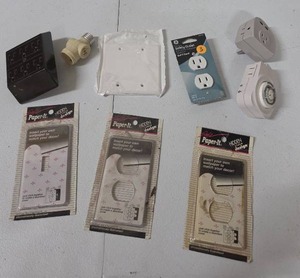 lot 873 image: Electrical Outlet Adapters, Wall Plates, Safety Outlet, and Accessories Lot