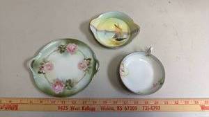 lot 421 image: Porcelain Serving Tray Lot with Floral Decoration 3 Pieces
