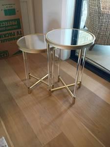 lot 902 image: 2 Side Tables. Mirrored Tops.  22 x 16 and 26 x 16