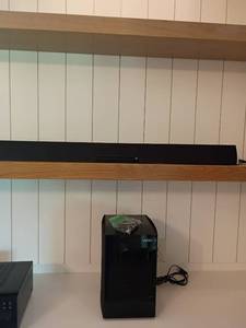 lot 905 image: Vizio Speaker with Soundbar.   Speaker 13 x 9 x 11.  Soundbar 3 x 40 x 2