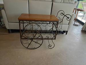 lot 924 image: Rolling Service Cart.   Holds 13 wine bottles. 31 x 38.5 x 16