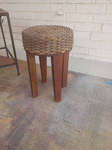 lot 940 image: Small TablePlant Stand with Rope Top.  16 x 10