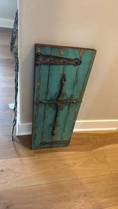 lot 1012 image: Decorative Wall Panel with Metal Hardware and Ornamental Details 30x12